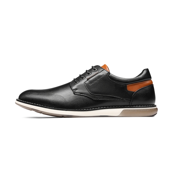 Men's Wide Width PU Leather Oxford Sneakers - BLACK - 1